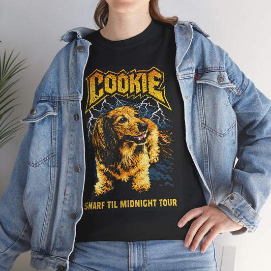 Cookie Dog Tour T‑Shirt – "Snarf Til Midnight" Retro Concert Tee